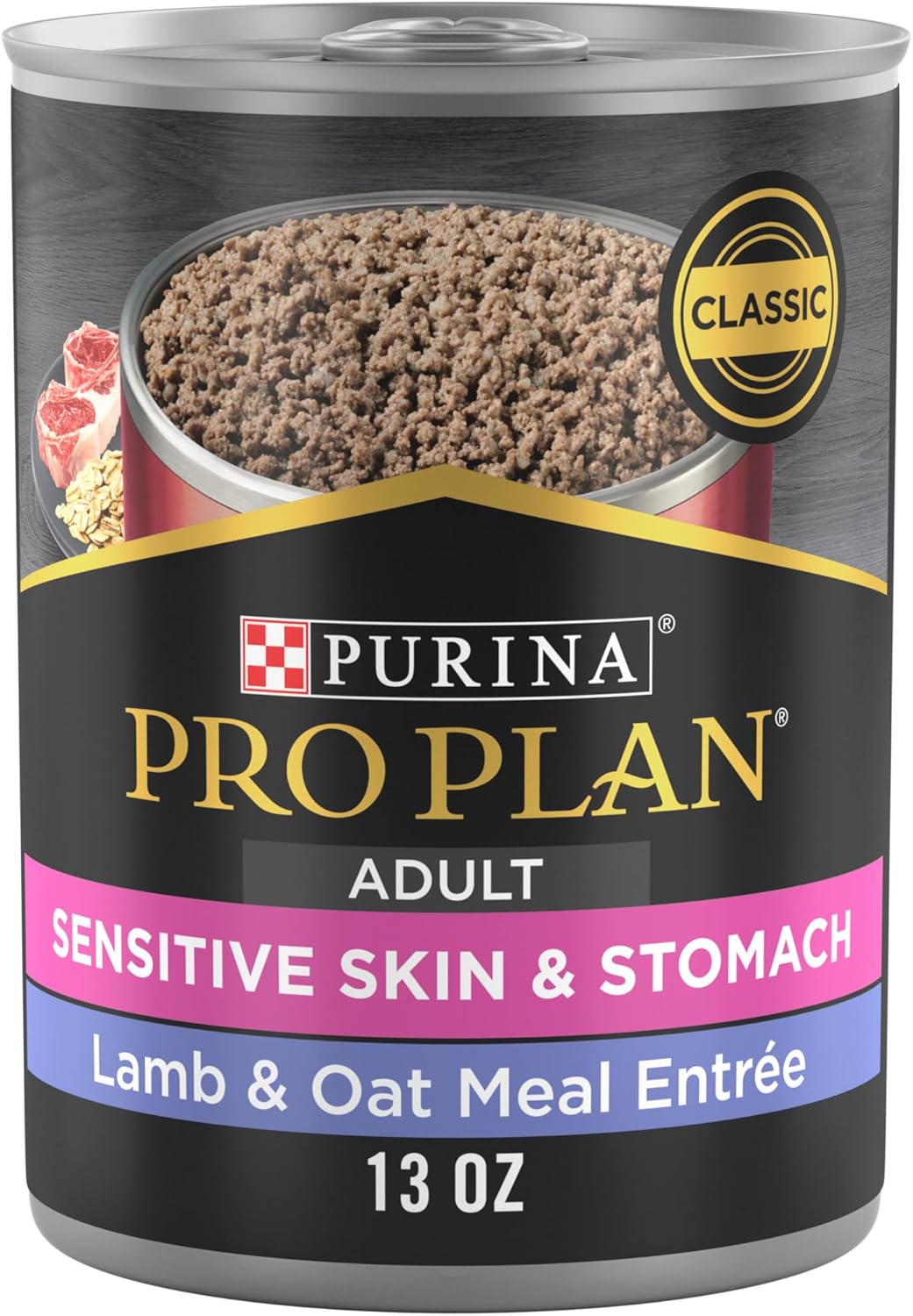 Pro Plan Sensitive Skin &amp; Stomach Wet Dog Food Classic Lamb &amp; Oat Meal Entree (13oz)