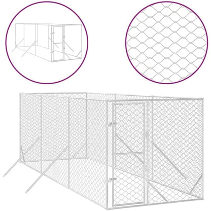 Outdoor Galvanized Steel Dog Kennel Cage And Run Enclosure