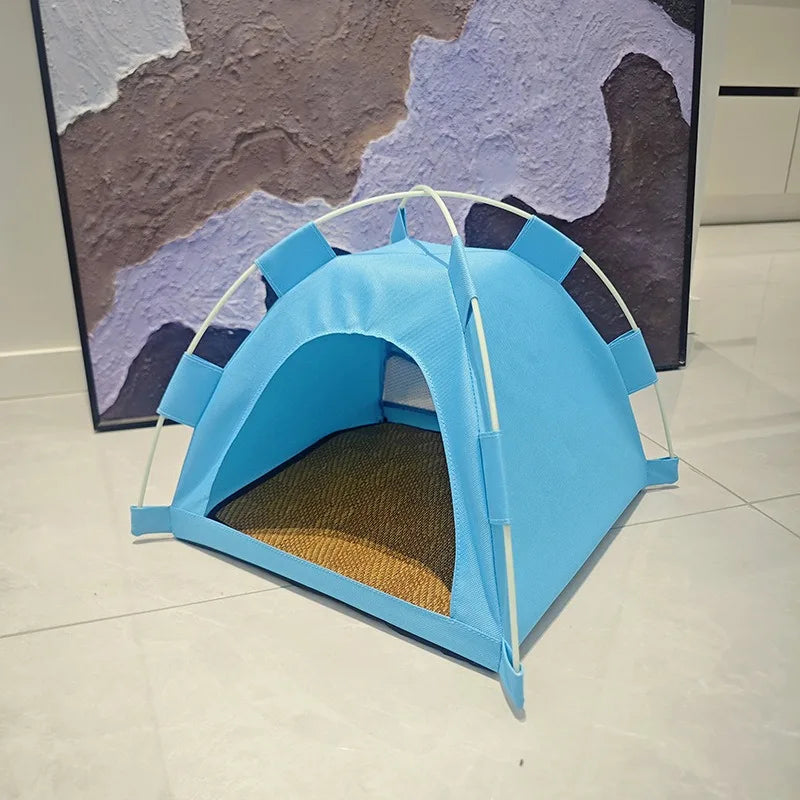 Pet Teepee Durable Floor Mat Dog &amp; Cat House for Indoor/Outdoor Camping  Comfortable for Pets Foldable Cat Bed and Dog Bed cage