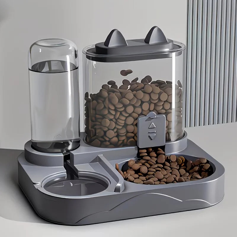 2-in-1 Large Pet Feeder &amp; Water Dispenser, Dry Wet Separation, Durable Plastic, Transparent, No Battery, For Cats Dogs Travel