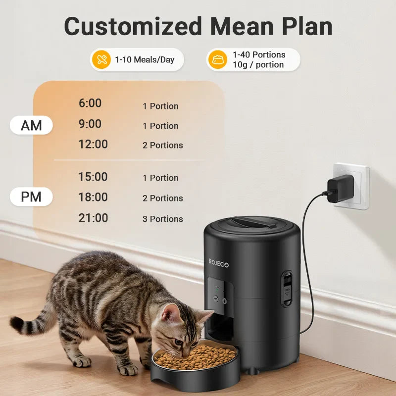 ROJECO 2L Automatic Pet Feeder | Smart WiFi Cat &amp; Dog Food Dispenser