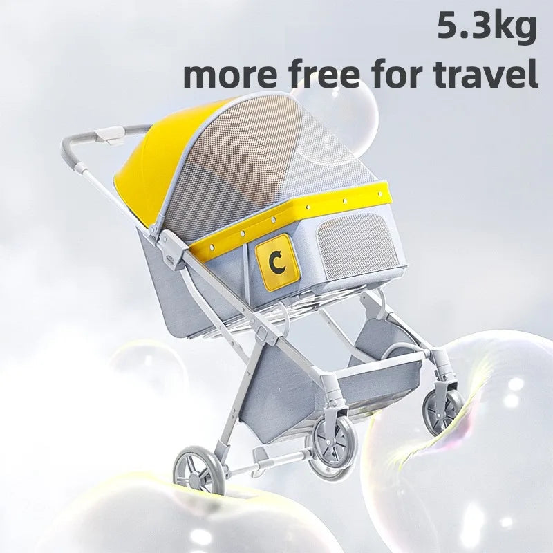 Foldable Pet Stroller Cover Dog Strolling Cart for Small/Medium Dogs and Cats Breathable and Visible Mesh for All-Season