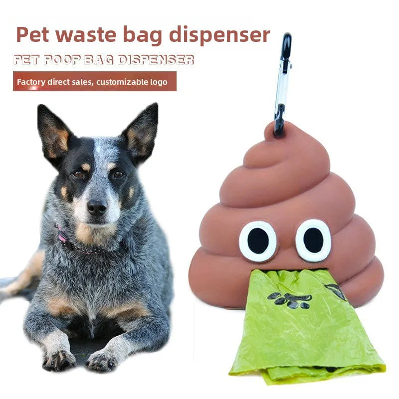 Vinyl Poop Shaped Pet Poop Bag Dispenser Funny Dog Cat Waste Holder Portable for Outdoor Walking Travel