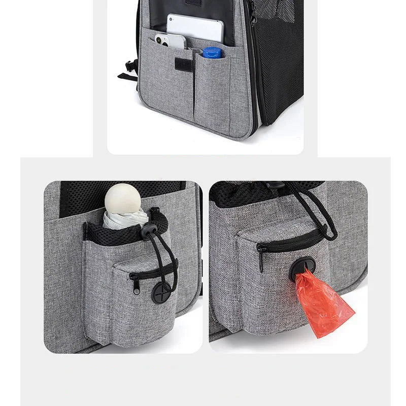 Pet Backpack Portable Breathable Outdoor Foldable Expandable Cat &amp; Dog Backpack Large Capacity Oxford Cloth Cat Carrying Bag
