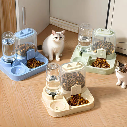 2-in-1 Large Pet Feeder &amp; Water Dispenser, Dry Wet Separation, Durable Plastic, Transparent, No Battery, For Cats Dogs Travel