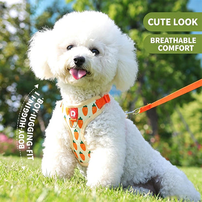 Cute Strawberry Dog Harness Leash Set for Small Medium Dogs Escape Proof Pet Chest Strap Adjustable Breathable Dog Vest Harness