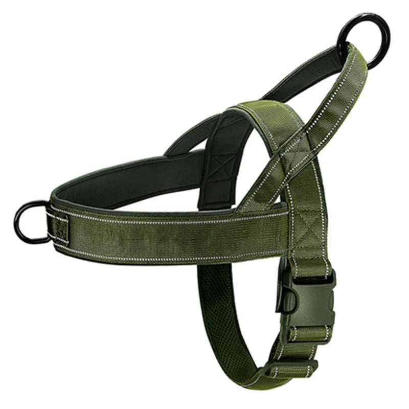 Tactical Anti-Pull Dog Harness - 1000D Nylon Adjustable for Large Dogs, Outdoor Training Vest with Handle &amp; Reflective