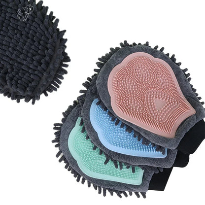 1PC Pet Grooming Gloves Double-Sided Gloves Cleaning Massage Dog Washing Bath Fast Absorb Water Hair Removes Glove