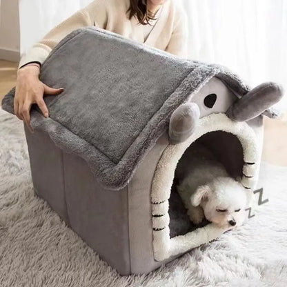 House Style Pet Bed for Small Dogs &amp; Cats - All Season Removable Washable Dog House Winter Warm Teddy Bed Pet Supplies