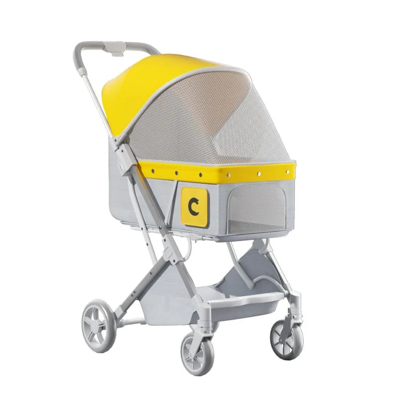 Foldable Pet Stroller Cover Dog Strolling Cart for Small/Medium Dogs and Cats Breathable and Visible Mesh for All-Season