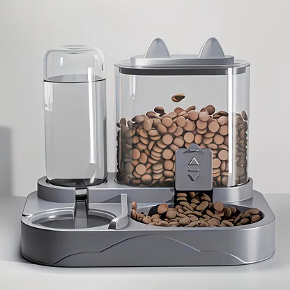 2-in-1 Large Pet Feeder &amp; Water Dispenser, Dry Wet Separation, Durable Plastic, Transparent, No Battery, For Cats Dogs Travel