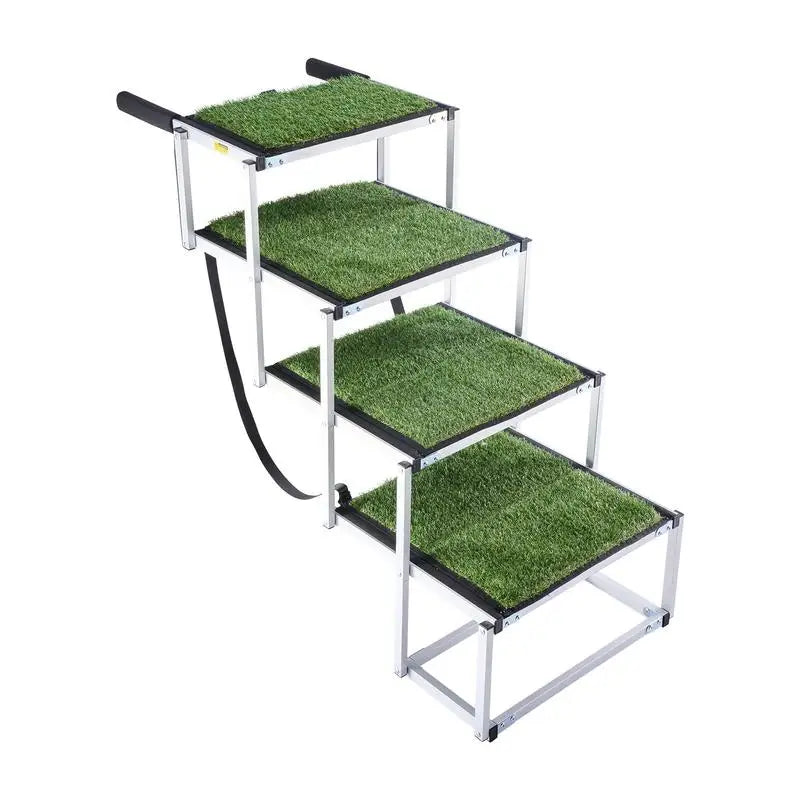 Dog Stairs for Car, 4 Steps Extra Wide Foldable Dog Ramp for Large Dogs with Non-Slip Surface, Portable Lightweight Pet Stairs Ladder for Car, SUV, Truck, High Bed, Sofa, Support up to 200 lbs