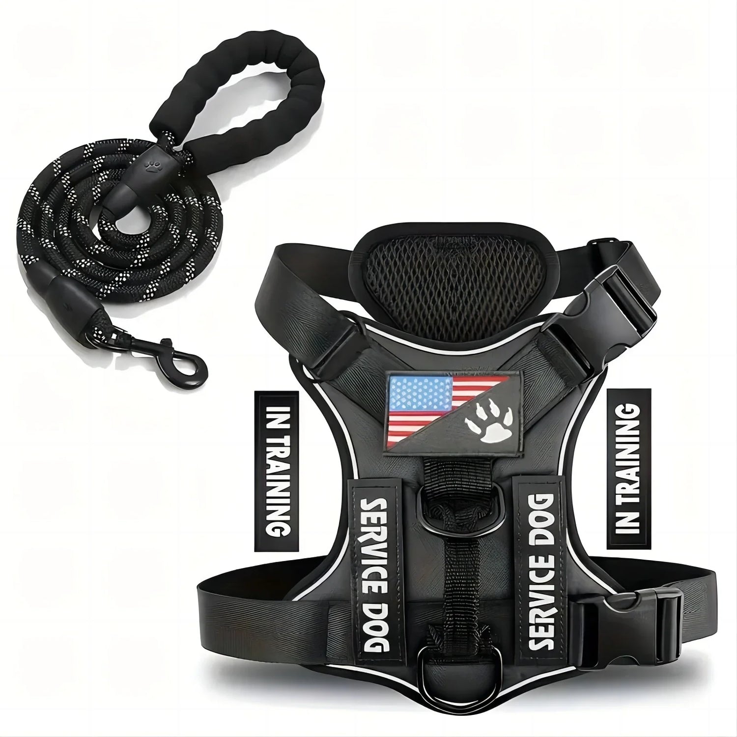 Dog Harness And Leash Set, Escape Proof No Pull Dog Vest Harness With Reflective Dog Walking Traction Rope