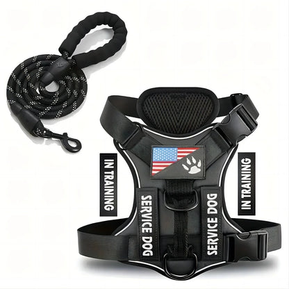 Dog Harness And Leash Set, Escape Proof No Pull Dog Vest Harness With Reflective Dog Walking Traction Rope