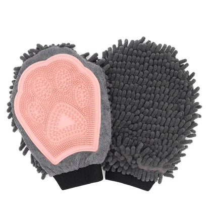 1PC Pet Grooming Gloves Double-Sided Gloves Cleaning Massage Dog Washing Bath Fast Absorb Water Hair Removes Glove