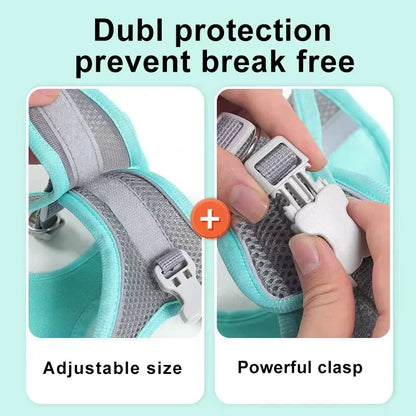 Dog Harness Leash Set for Small Dogs French Bulldog Chihuahua Pug Outdoor Walking Lead Leash Adjustable Puppy Cat Harness Vest