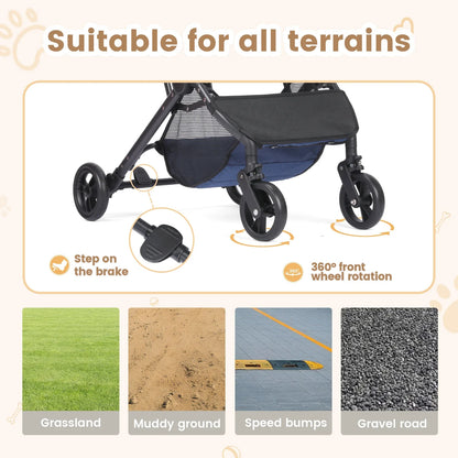 3 in 1 Dog Stroller, Upgraded Frame, Up to 44lbs Pet Stroller with Dog Poop Bags &amp; Dispenser, Zipperless Entry, Storage Basket &amp;