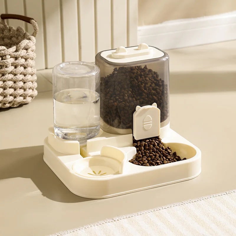 Automatic Cat &amp; Dog Feeder Bowl with Water Fountain | Spill-Proof Pet Feeder