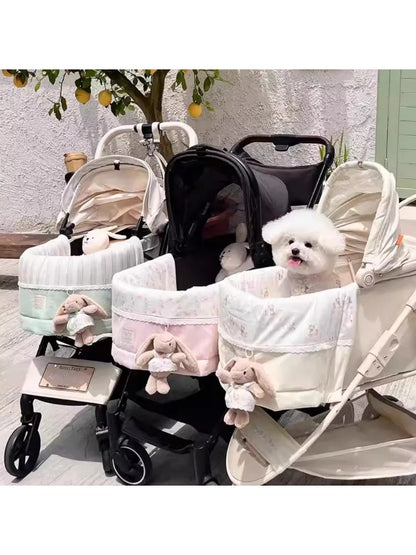 Super Soft Pet Dog Stroller Cover,Cozy Front Cover Keep Out Dirt-For Pet Stroller,Soft Cotton Stroller Accessories With Bunny On