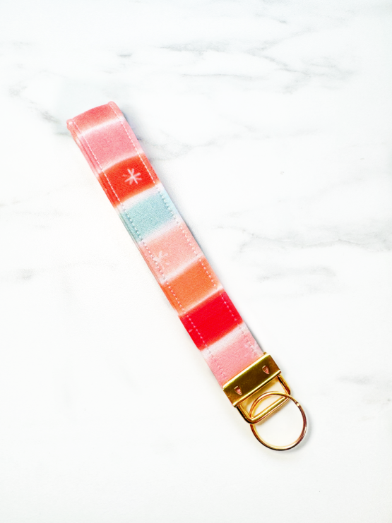 Striped Snowflake Key Fob