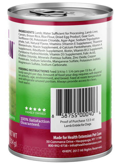 Health Extension All Life Stages Grain Free Lamb Entree Wet Dog Food (12.5oz)