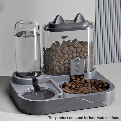 2-in-1 Large Pet Feeder &amp; Water Dispenser, Dry Wet Separation, Durable Plastic, Transparent, No Battery, For Cats Dogs Travel