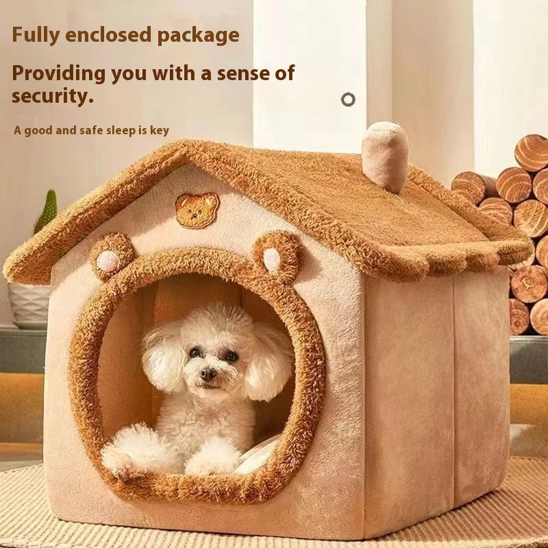 House Style Pet Bed for Small Dogs &amp; Cats - All Season Removable Washable Dog House Winter Warm Teddy Bed Pet Supplies