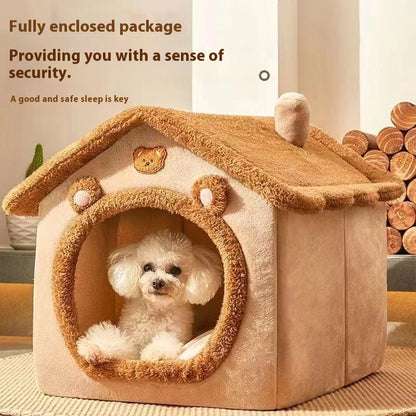 House Style Pet Bed for Small Dogs &amp; Cats - All Season Removable Washable Dog House Winter Warm Teddy Bed Pet Supplies