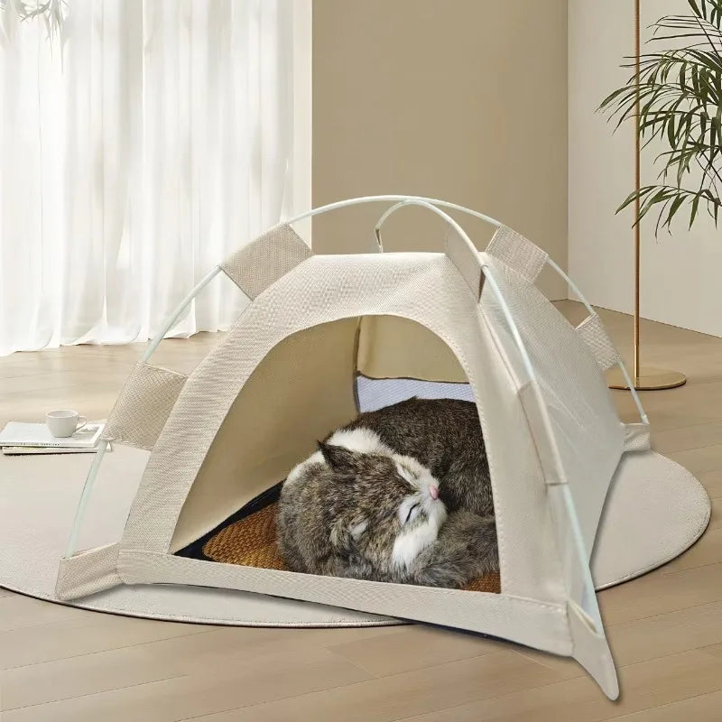 Pet Teepee Durable Floor Mat Dog &amp; Cat House for Indoor/Outdoor Camping  Comfortable for Pets Foldable Cat Bed and Dog Bed cage