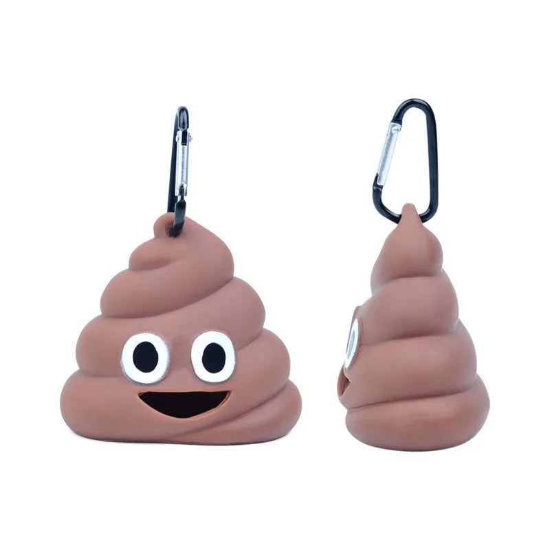 Vinyl Poop Shaped Pet Poop Bag Dispenser Funny Dog Cat Waste Holder Portable for Outdoor Walking Travel