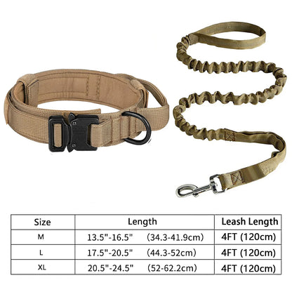Heavy-Duty Military Tactical Dog Collar &amp; Leash Set | Adjustable Training Collar for All Dogs
