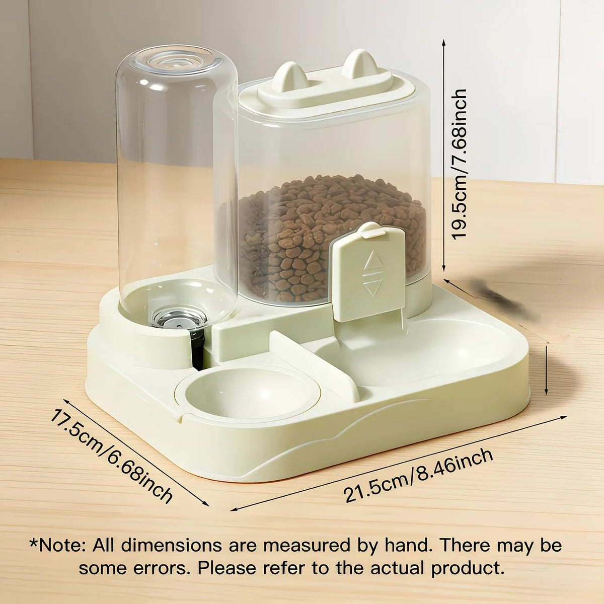 2-in-1 Large Pet Feeder &amp; Water Dispenser, Dry Wet Separation, Durable Plastic, Transparent, No Battery, For Cats Dogs Travel