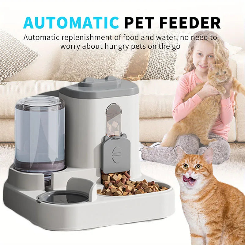 Automatic Cat &amp; Dog Feeder Bowl with Water Fountain | Spill-Proof Pet Feeder