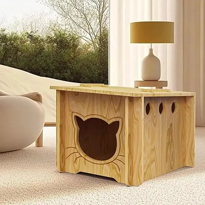 Solid Wood Cat Nest Doghouse Furniture Integrated Pet Nest Cat Scratching Board Cat Villa Winter Warm Summer Cool Pet Wooden Hou