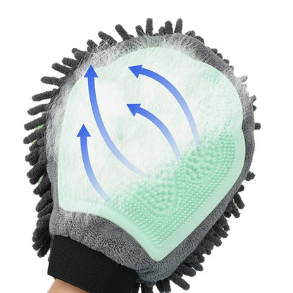 1PC Pet Grooming Gloves Double-Sided Gloves Cleaning Massage Dog Washing Bath Fast Absorb Water Hair Removes Glove