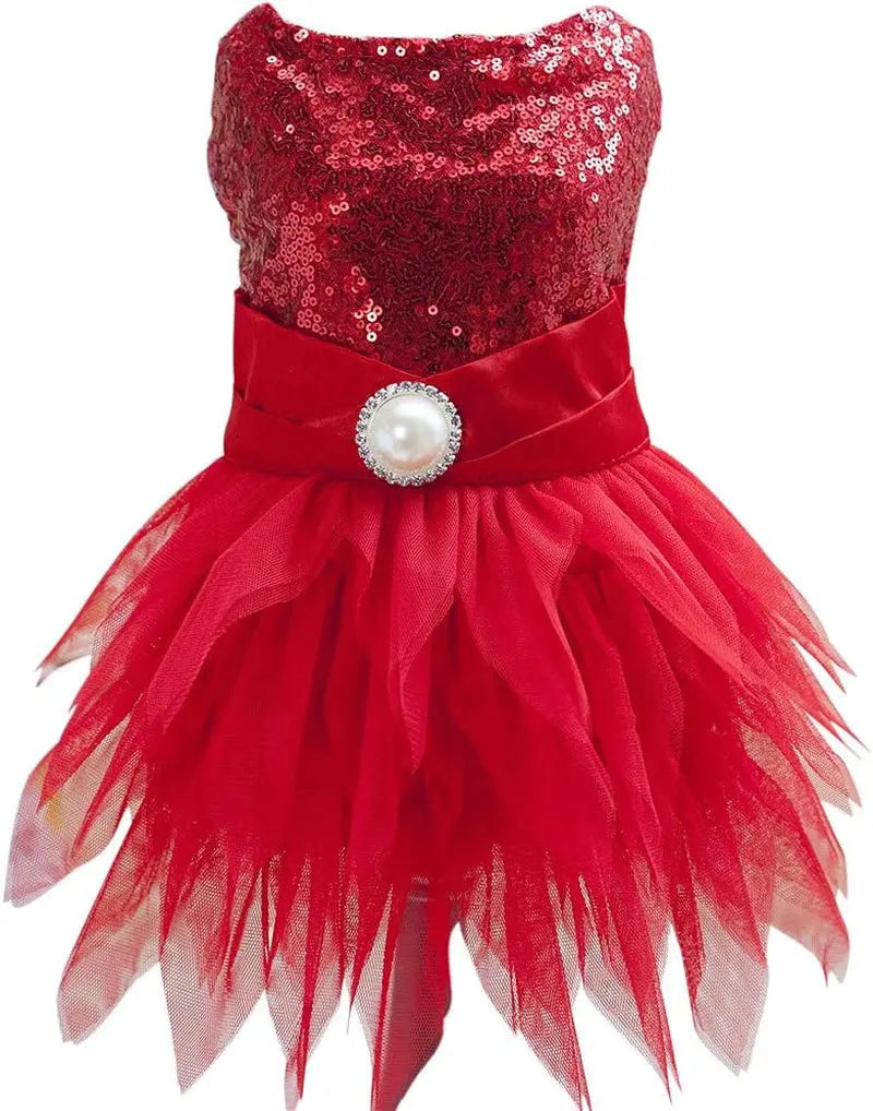 Sequin Bow Party Dress for Small Dogs Formal Dance Outfit All Sizes