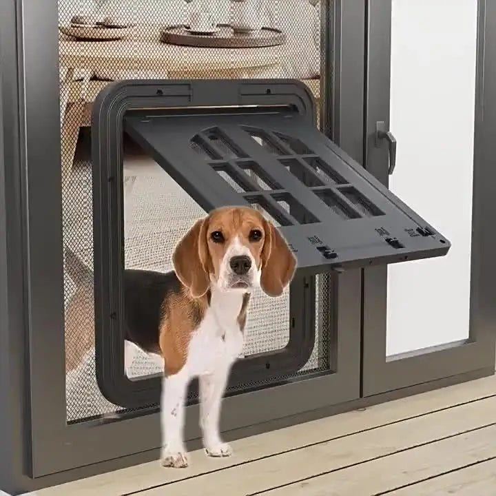 Large Dog Screen Door Flap Opening Dog Door for Screen Door with 4 Entry Ways Self-Closing Pet Screen Door for Dogs Cats