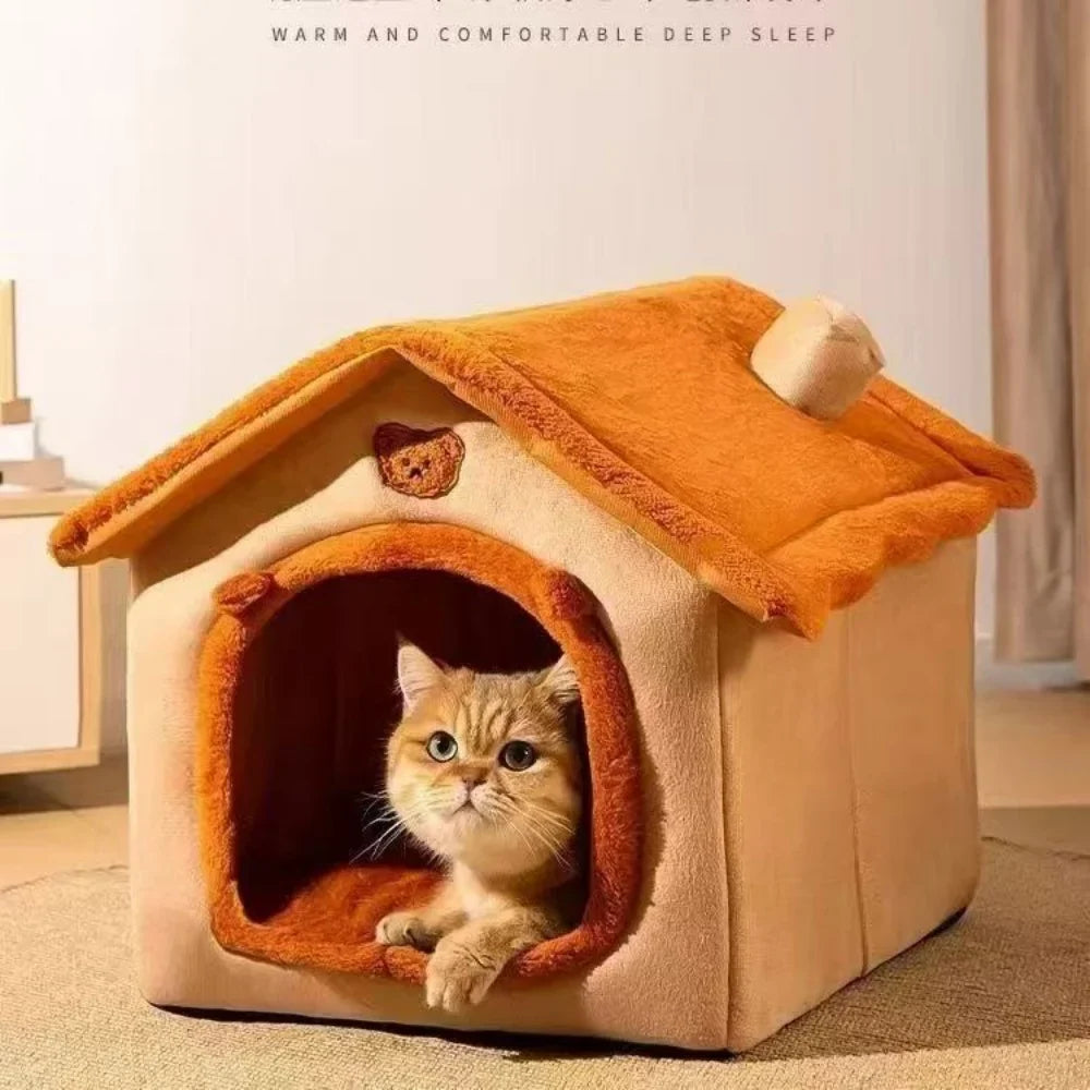 House Style Pet Bed for Small Dogs &amp; Cats - All Season Removable Washable Dog House Winter Warm Teddy Bed Pet Supplies