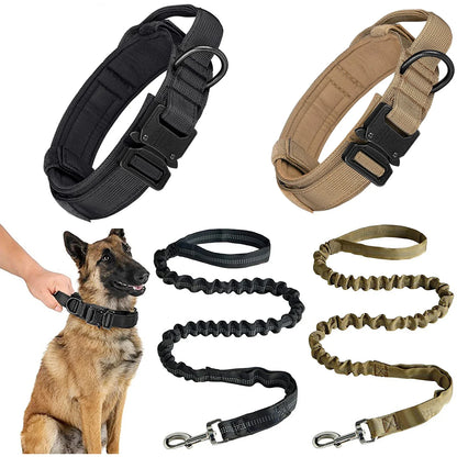 Heavy-Duty Military Tactical Dog Collar &amp; Leash Set | Adjustable Training Collar for All Dogs