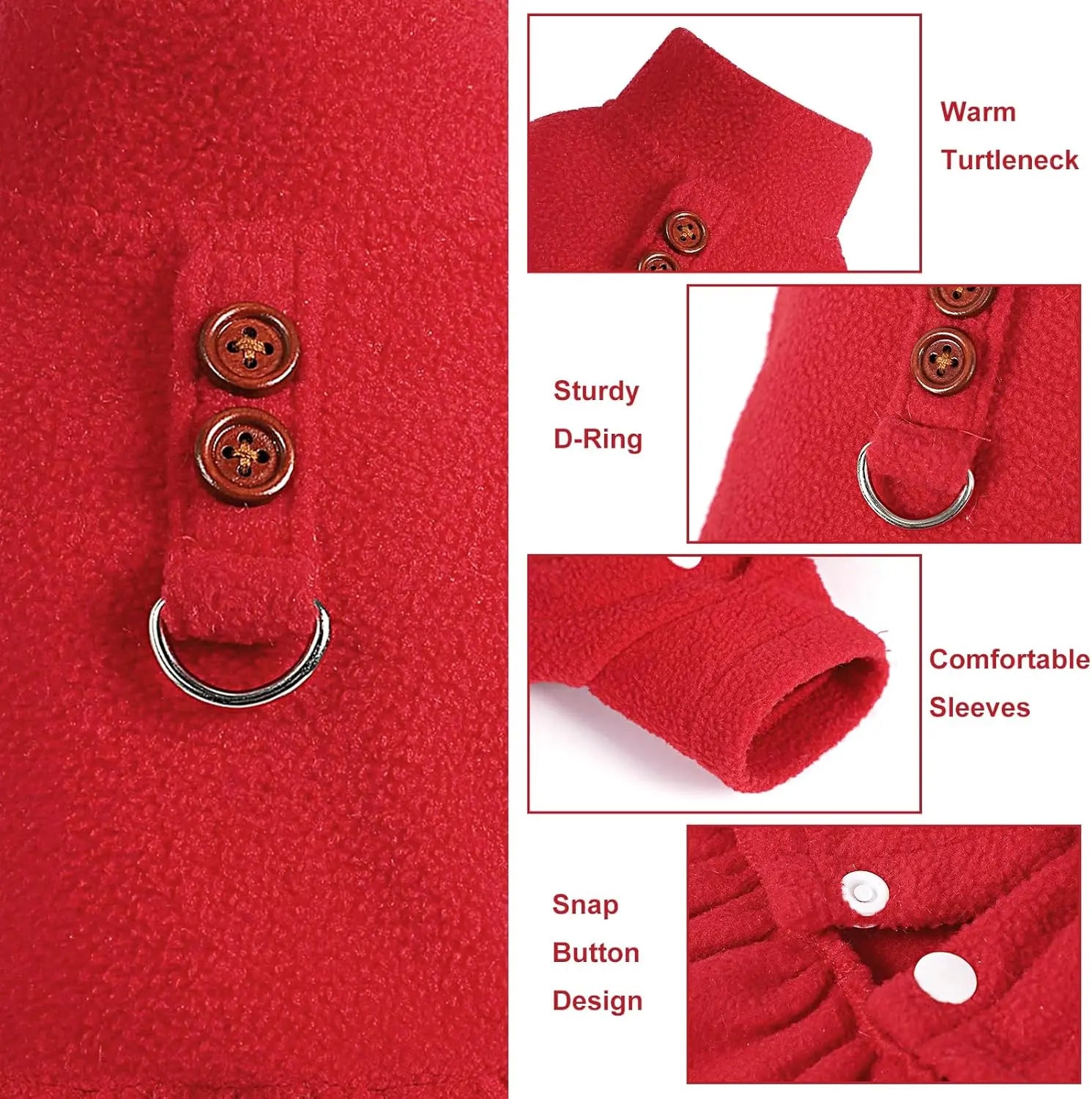 Small Dog Fleece Sweater Dress with Skirt &amp; D-Ring Winter Puppy Outfit