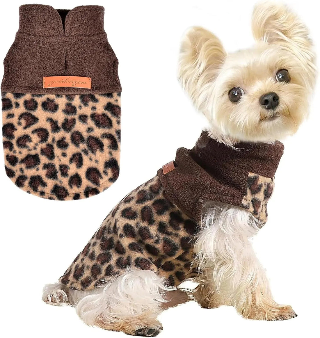 Small Dog Fleece Sweater Leopard Warm Puppy Pullover XS–L (7 color options)