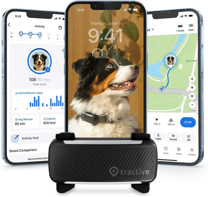 Smart Dog GPS Tracker with Virtual Fence, Vital Signs &amp; Bark Monitoring, Waterproof Collar Attachment