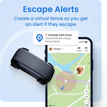 Smart Dog GPS Tracker with Virtual Fence, Vital Signs &amp; Bark Monitoring, Waterproof Collar Attachment