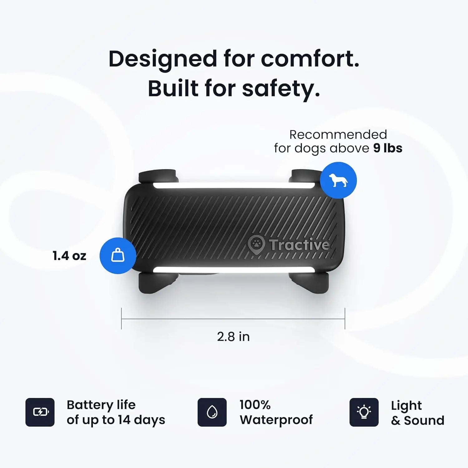 Smart Dog GPS Tracker with Virtual Fence, Vital Signs &amp; Bark Monitoring, Waterproof Collar Attachment