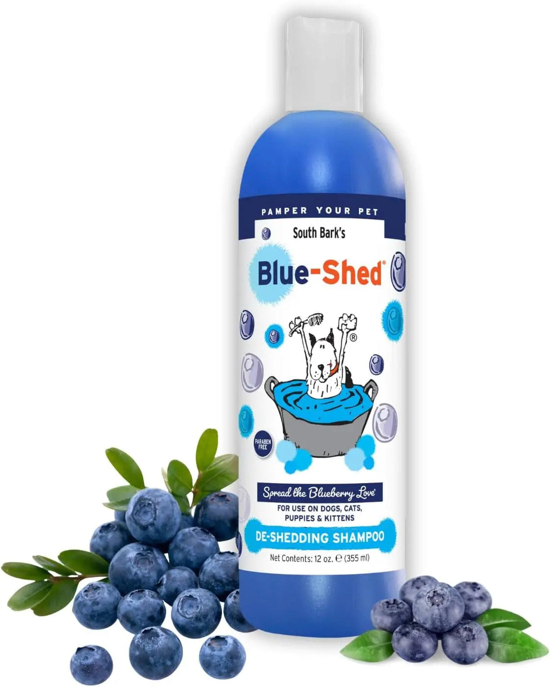 South Bark Blue-Shed Pet Shampoo 12oz – Deshedding &amp; Brightening for Dogs &amp; Cats