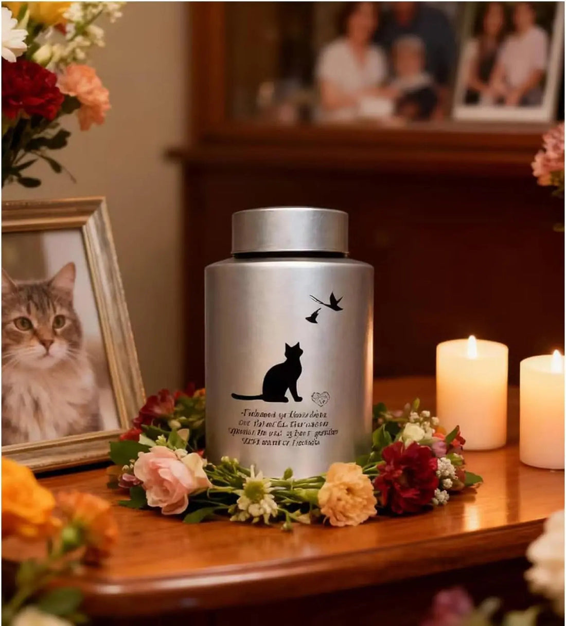 Stainless Steel Pet Memorial Urn for Cats &amp; Small Dogs with Secure Lid Keepsake
