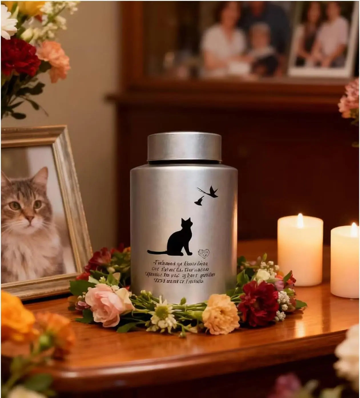 Stainless Steel Pet Memorial Urn for Cats &amp; Small Dogs with Secure Lid Keepsake
