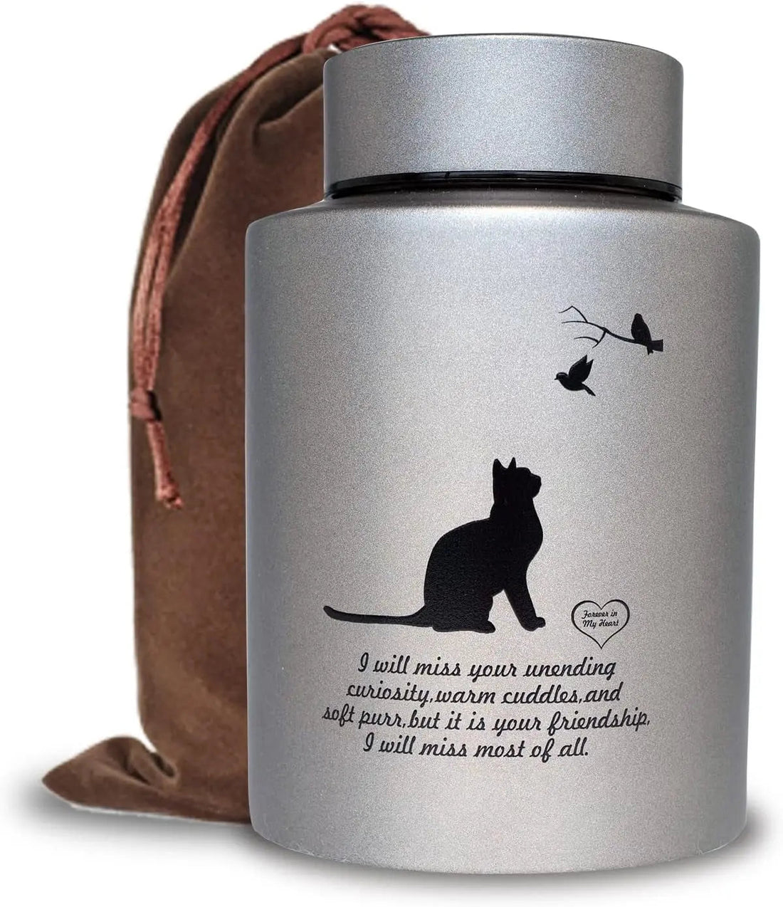 Stainless Steel Pet Memorial Urn for Cats &amp; Small Dogs with Secure Lid Keepsake