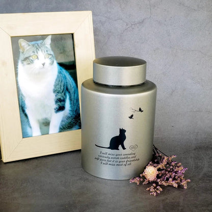 Stainless Steel Pet Memorial Urn for Cats &amp; Small Dogs with Secure Lid Keepsake