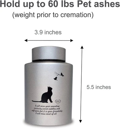 Stainless Steel Pet Memorial Urn for Cats &amp; Small Dogs with Secure Lid Keepsake